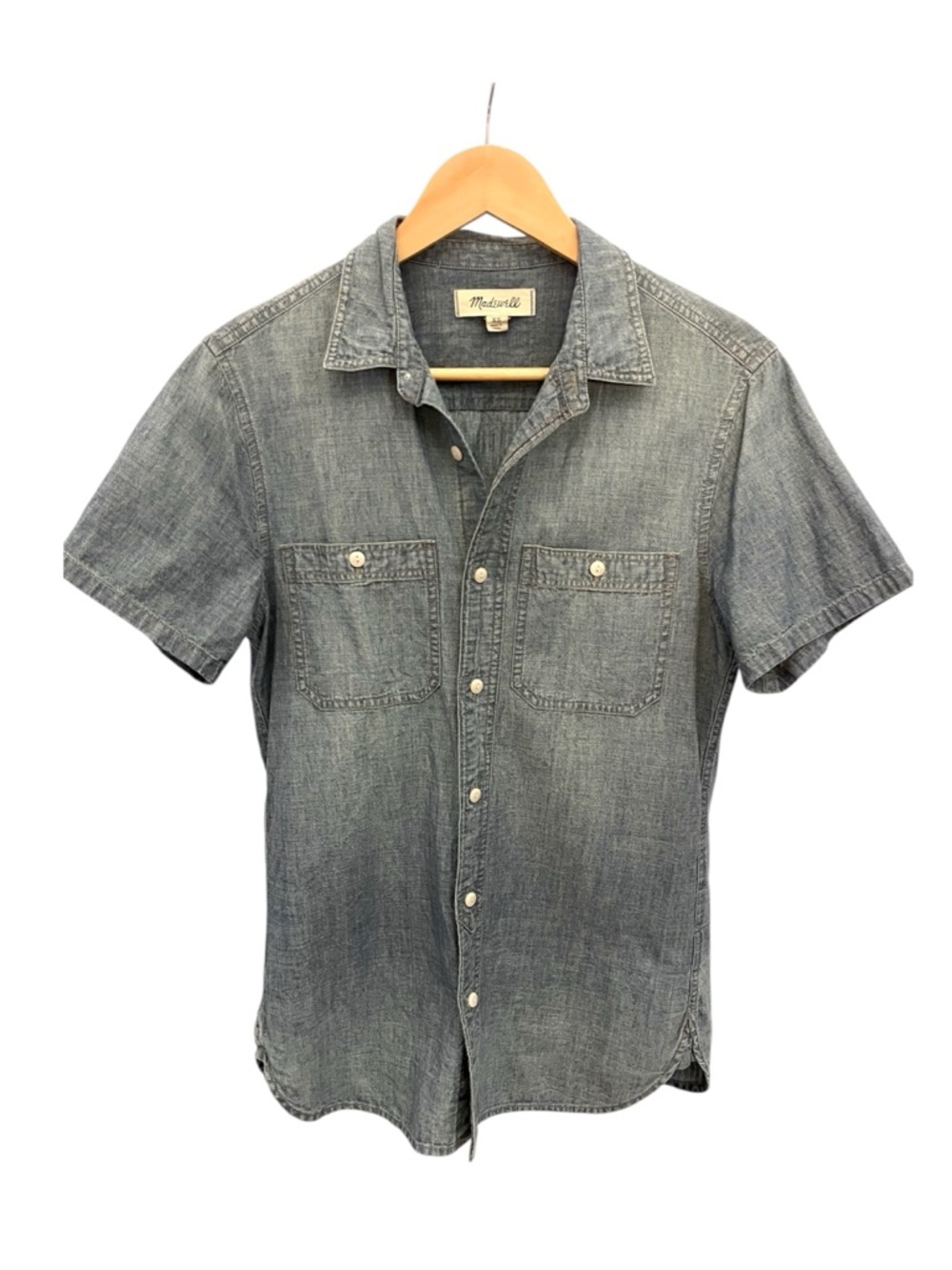 Madewell Short-Sleeve Chambray Button-Down Shirt - Light Blue Wash